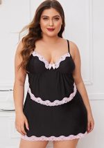 This Plus Size Lace Trim Black Night Dress Made Of Durable And Elastic Material. Women¡¯s Plus Size Wholesale Lingerie At Global Lover Pay More Attention To The Novelty And Uniqueness Of Styles. We Offer Huge Selections Of Sexy Plus Size Lingerie Xl