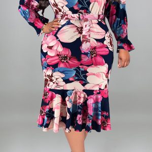 This Plus Size Ladies Fall Long Sleeve Dress Made Of Soft And Elastic Fabric. Global Lover Wholesale Plus Size Dresses And Hope Curvy Ladies Find Here a Warm And Exciting Place To Shop Affordable Curvy Dresses Online - Plus Size Casual