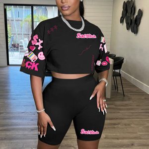 This Plus Size Ladies Print Short Sleeve Top And Shorts Two Piece Set Design And Made Of Comfortable And Elastic Fabric. Wholesale Plus Size Two Piece Sets Is a Must-Have Item For Curvy Ladies. Two Piece Sets Can Either Be Worn Together Or Individually