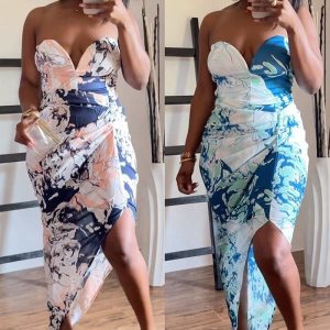 This Plus Size Ladies Print Strapless Bodycon Dress Design And Made Of Comfortable And Elastic Fabric. Wholesale Plus Size Two Piece Sets Is a Must-Have Item For Curvy Ladies. Two Piece Sets Can Either Be Worn Together Or Individually