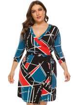 This Plus Size Ladies v Neck Long Sleeve Casual Dress Made Of Soft And Elastic Fabric. Global Lover Wholesale Plus Size Dresses And Hope Curvy Ladies Find Here a Warm And Exciting Place To Shop Affordable Curvy Dresses Online - Plus Size Casual