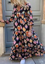 This Plus Size Loose Fashion Print Plus Size Women's Autumn And Winter Dress Design Made Of High Quality Polyster And Spandex Material