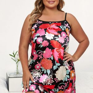 Questo Plus Size camicia da notte delle donne in finta seta estate camisole stampa pigiama signore Homewear fatto di materiale durevole ed elastico. Lingerie donna Plus Size all'ingrosso a Global Lover prestare maggiore attenzione alla novità e l'unicità di stili. Offriamo enormi selezioni di lingerie sexy plus size Xl