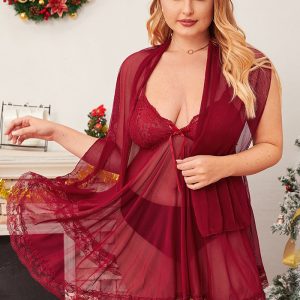 This Plus Size Sexy See-Through Pajamas Women's Sexy Mesh Transparent Lace Strap Nightdress Robe Homewear Set Made Of Durable And Elastic Material. Women¡¯s Plus Size Wholesale Lingerie At Global Lover Pay More Attention To The Novelty And Uniqueness Of Styles. We Offer Huge Selections Of Sexy Plus Size Lingerie Xl