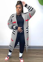 This Plus Size Striped Knitting Shirt Cardigan Sweater Made Of Comfortable And Soft Fabric. It Is a Must-Have Item For Curvy Ladies In Autumn And Winter. Global Lover Offer All Kinds Of Women¡¯s Plus Size Coat And Hope Curvy Ladies Find Here a Warm And Exciting Place To Shop - Wholesale Plus Size Jackets