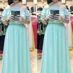 This Plus Size Summer Off Shoulder Chiffon Dress African Ladies Bridesmaid Dress Design Made Of High Quality Polyster And Spandex Material