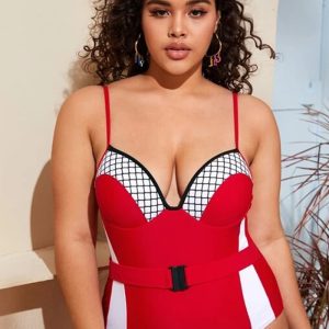 This Plus Size Underwire One Piece Swimsuit Is Made Of Good Quality Lycra And Spandex Fabric