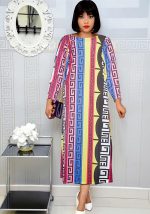 This Plus Size Women Africa Printed Round Neck Dress Design Made Of High Quality Polyster And Spandex Material