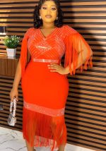 This Plus Size Women African Beaded Fringe Dress Made Of Soft And Elastic Fabric. Global Lover Wholesale Plus Size Dresses And Hope Curvy Ladies Find Here a Warm And Exciting Place To Shop Affordable Curvy Dresses Online - Plus Size Casual