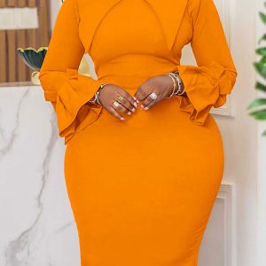 This Plus Size Women African Bodycon Dress Design Made Of High Quality Polyster And Spandex Material. It Come With Good Stretch And Wearing Comfortable. Women¡¯s Midi Dresses Is Omnipotent And Suit For All Kinds Of Occasions - Daily Wear