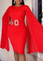 This Plus Size Women African Solid Bodycon Cape Dress Design Made Of High Quality Polyster And Spandex Material. It Come With Good Stretch And Wearing Comfortable. Women¡¯s Midi Dresses Is Omnipotent And Suit For All Kinds Of Occasions - Daily Wear