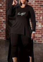 This Plus Size Women Autumn Round Neck Loose Long Sleeve Printed Top And Pant Two-Piece Set Design And Made Of Comfortable And Elastic Fabric. Wholesale Plus Size Two Piece Sets Is a Must-Have Item For Curvy Ladies. Two Piece Sets Can Either Be Worn Together Or Individually