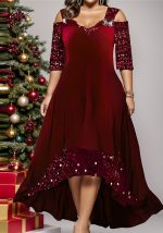 This Plus Size Women Autumn Solid Sequins Maxi Dress Made Of Soft And Elastic Fabric. Global Lover Wholesale Plus Size Dresses And Hope Curvy Ladies Find Here a Warm And Exciting Place To Shop Affordable Curvy Dresses Online - Plus Size Casual