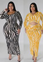 This Plus Size Women Autumn Zebra Print Two-Wear Long Sleeve Dress Made Of Soft And Elastic Fabric. Global Lover Wholesale Plus Size Dresses And Hope Curvy Ladies Find Here a Warm And Exciting Place To Shop Affordable Curvy Dresses Online - Plus Size Casual