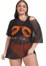 This Plus Size Women Bikini Cover Up Three-Piece Is Made Of Good Quality Lycra And Spandex Fabric