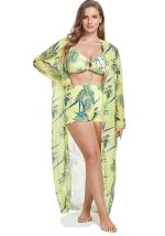 This Plus Size Women Bikini Print Beach Sun Protection Top Top Swimwear Three-Piece Is Made Of Good Quality Lycra And Spandex Fabric