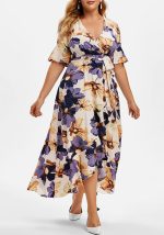 This Plus Size Women Casual Bohemian Print Irregular Short Sleeve Dress Made Of Soft And Elastic Fabric. Global Lover Wholesale Plus Size Dresses And Hope Curvy Ladies Find Here a Warm And Exciting Place To Shop Affordable Curvy Dresses Online - Plus Size Casual