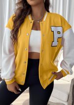 This Plus Size Women Casual Colorblock Baseball Jacket Made Of Comfortable And Soft Fabric. It Is a Must-Have Item For Curvy Ladies In Autumn And Winter. Global Lover Offer All Kinds Of Women¡¯s Plus Size Coat And Hope Curvy Ladies Find Here a Warm And Exciting Place To Shop - Wholesale Plus Size Jackets