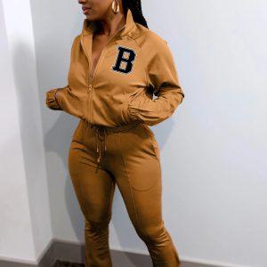 This Plus Size Women Casual Letter Long Sleeve Top And Pant Two Piece Design And Made Of Comfortable And Elastic Fabric. Wholesale Plus Size Two Piece Sets Is a Must-Have Item For Curvy Ladies. Two Piece Sets Can Either Be Worn Together Or Individually