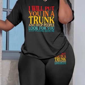 This Plus Size Women Casual Letter Print Top And Shorts Two-Piece Set Design And Made Of Comfortable And Elastic Fabric. Wholesale Plus Size Two Piece Sets Is a Must-Have Item For Curvy Ladies. Two Piece Sets Can Either Be Worn Together Or Individually