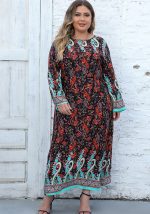 This Plus Size Women Casual Long Sleeve Printed Bohemian Dress Made Of Soft And Elastic Fabric. Global Lover Wholesale Plus Size Dresses And Hope Curvy Ladies Find Here a Warm And Exciting Place To Shop Affordable Curvy Dresses Online - Plus Size Casual