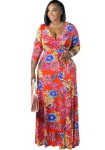 This Plus Size Women Casual Print Maxi Dress Made Of Soft And Elastic Fabric. Global Lover Wholesale Plus Size Dresses And Hope Curvy Ladies Find Here a Warm And Exciting Place To Shop Affordable Curvy Dresses Online - Plus Size Casual