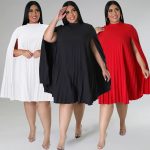 This Plus Size Women Casual Solid Pleated Dress Made Of Soft And Elastic Fabric. Global Lover Wholesale Plus Size Dresses And Hope Curvy Ladies Find Here a Warm And Exciting Place To Shop Affordable Curvy Dresses Online - Plus Size Casual