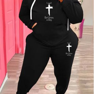 This Plus Size Women Casual Sports Hoodies And Pant Two-Piece Set Design And Made Of Comfortable And Elastic Fabric. Wholesale Plus Size Two Piece Sets Is a Must-Have Item For Curvy Ladies. Two Piece Sets Can Either Be Worn Together Or Individually