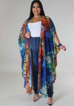 This Plus Size Women Chiffon Print Casual Robe Made Of Comfortable And Soft Fabric. It Is a Must-Have Item For Curvy Ladies In Autumn And Winter. Global Lover Offer All Kinds Of Women¡¯s Plus Size Coat And Hope Curvy Ladies Find Here a Warm And Exciting Place To Shop - Wholesale Plus Size Jackets