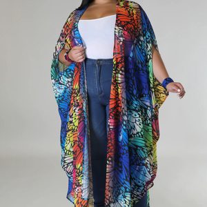 This Plus Size Women Chiffon Print Casual Robe Made Of Comfortable And Soft Fabric. It Is a Must-Have Item For Curvy Ladies In Autumn And Winter. Global Lover Offer All Kinds Of Women¡¯s Plus Size Coat And Hope Curvy Ladies Find Here a Warm And Exciting Place To Shop - Wholesale Plus Size Jackets