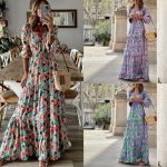 This Plus Size Women Dress Printed Short Sleeve Tie-Up Maxi Dress Design Made Of High Quality Polyster And Spandex Material