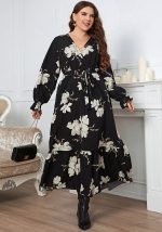 This Plus Size Women Elegant Printed v-Neck Dress Made Of Soft And Elastic Fabric. Global Lover Wholesale Plus Size Dresses And Hope Curvy Ladies Find Here a Warm And Exciting Place To Shop Affordable Curvy Dresses Online - Plus Size Casual