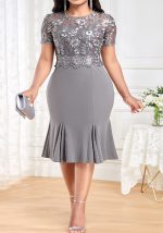 This Plus Size Women Embroidered Patchwork Dress Design Made Of High End Polyster And Spandex Material