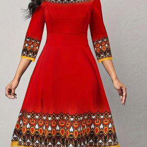 This Plus Size Women Ethnic Loose Knitting Maxi Nine-Quarter Sleeve Dress Made Of Soft And Elastic Fabric. Global Lover Wholesale Plus Size Dresses And Hope Curvy Ladies Find Here a Warm And Exciting Place To Shop Affordable Curvy Dresses Online - Plus Size Casual