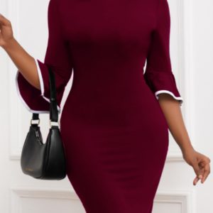 This Plus Size Women Fall Bell Bottom Sleeve Dress Design Made Of High Quality Polyster And Spandex Material. It Come With Good Stretch And Wearing Comfortable. Women¡¯s Midi Dresses Is Omnipotent And Suit For All Kinds Of Occasions - Daily Wear