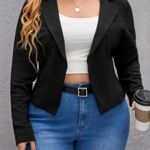 This Plus Size Women Fall/Winter Turndown Collar Long Sleeve Solid Jacket Made Of Comfortable And Soft Fabric. It Is a Must-Have Item For Curvy Ladies In Autumn And Winter. Global Lover Offer All Kinds Of Women¡¯s Plus Size Coat And Hope Curvy Ladies Find Here a Warm And Exciting Place To Shop - Wholesale Plus Size Jackets