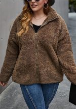 This Plus Size Women Fall/Winter Turndown Collar Zip Pocket Long Sleeve Jacket Made Of Comfortable And Soft Fabric. It Is a Must-Have Item For Curvy Ladies In Autumn And Winter. Global Lover Offer All Kinds Of Women¡¯s Plus Size Coat And Hope Curvy Ladies Find Here a Warm And Exciting Place To Shop - Wholesale Plus Size Jackets