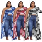 This Plus Size Women Fashion Casual One Sleeve Print Dress Made Of Comfortable And Elastic Fabric. It Is Wholesale Sexy Plus Size Tops For Women. With The Gradual Rise Of Feminist Awareness