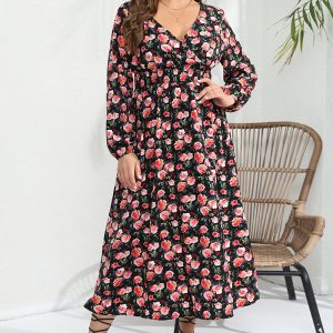 This Plus Size Women Floral Dress Made Of Soft And Elastic Fabric. Global Lover Wholesale Plus Size Dresses And Hope Curvy Ladies Find Here a Warm And Exciting Place To Shop Affordable Curvy Dresses Online - Plus Size Casual