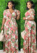 This Plus Size Women Floral Print Maxi Dress Made Of Soft And Elastic Fabric. Global Lover Wholesale Plus Size Dresses And Hope Curvy Ladies Find Here a Warm And Exciting Place To Shop Affordable Curvy Dresses Online - Plus Size Casual