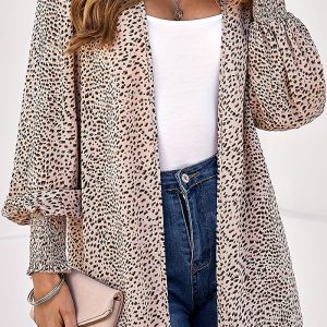 This Plus Size Women French Leopard Print Cardigan Jacket Made Of Comfortable And Soft Fabric. It Is a Must-Have Item For Curvy Ladies In Autumn And Winter. Global Lover Offer All Kinds Of Women¡¯s Plus Size Coat And Hope Curvy Ladies Find Here a Warm And Exciting Place To Shop - Wholesale Plus Size Jackets