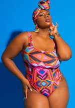 This Plus Size Women Graffiti Print One Piece Swimwear Is Made Of Good Quality Lycra And Spandex Fabric