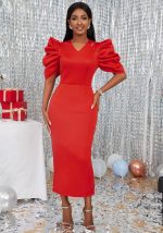 This Plus Size Women Hollow Pleated Solid Color Dress Evening Dress Design Made Of Good Quality Polyster And Spandex Material