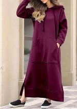 This Plus Size Women Knitting Hooded Casual Maxi Dress Design Made Of High Quality Polyster And Spandex Material. It Is Stretchy