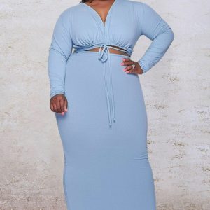 This Plus Size Women Lace-Up Top And Pant Two Piece Set Design And Made Of Comfortable And Elastic Fabric. Wholesale Plus Size Two Piece Sets Is a Must-Have Item For Curvy Ladies. Two Piece Sets Can Either Be Worn Together Or Individually