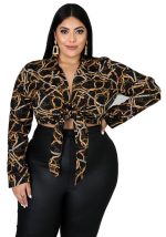 This Plus Size Women Leopard Tie Shirt Made Of Comfortable And Elastic Fabric. It Is Wholesale Sexy Plus Size Tops For Women. With The Gradual Rise Of Feminist Awareness