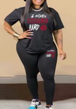 This Plus Size Women Letter Printed Short Sleeve Top And Pant Two-Piece Set Design And Made Of Comfortable And Elastic Fabric. Wholesale Plus Size Two Piece Sets Is a Must-Have Item For Curvy Ladies. Two Piece Sets Can Either Be Worn Together Or Individually