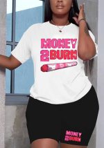 This Plus Size Women Letter Printed t-Shirt Shorts Two-Piece Set Design And Made Of Comfortable And Elastic Fabric. Wholesale Plus Size Two Piece Sets Is a Must-Have Item For Curvy Ladies. Two Piece Sets Can Either Be Worn Together Or Individually