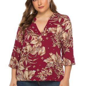 This Plus Size Women Long Sleeve Printed Shirt Made Of Comfortable And Elastic Fabric. It Is Wholesale Sexy Plus Size Tops For Women. With The Gradual Rise Of Feminist Awareness