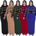 This Plus Size Women Long Sleeve Sequin Patchwork Maxi Dress Made Of Soft And Elastic Fabric. Global Lover Wholesale Plus Size Dresses And Hope Curvy Ladies Find Here a Warm And Exciting Place To Shop Affordable Curvy Dresses Online - Plus Size Casual